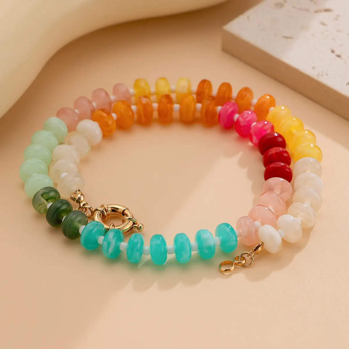 Cool Harmony - Rainbow Bead Necklace